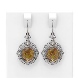 8.52 ctw Canary Citrine & Diamond Earrings 18K White Gold