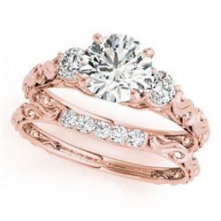 1.14 ctw VS/SI Diamond 3 Stone 2pc Set Wedding 14k Rose Gold