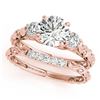Image 1 : 1.14 ctw VS/SI Diamond 3 Stone 2pc Set Wedding 14k Rose Gold