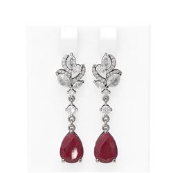 9.22 ctw Ruby & Diamond Earrings 18K White Gold