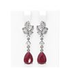 Image 1 : 9.22 ctw Ruby & Diamond Earrings 18K White Gold