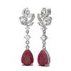 Image 2 : 9.22 ctw Ruby & Diamond Earrings 18K White Gold