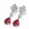Image 3 : 9.22 ctw Ruby & Diamond Earrings 18K White Gold
