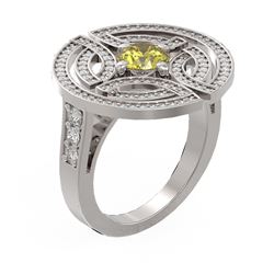 2.15 ctw Fancy Yellow Diamond Ring 18K White Gold