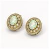 Image 2 : 7.4 ctw Certified Opal & Diamond Victorian Earrings 14K Yellow Gold