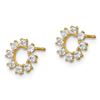 Image 2 : 14k Yellow Gold Cubic Zirconia Circle Post Earrings