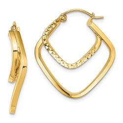 14k Polished & Diamond-cut Rounded Hoop Earrings