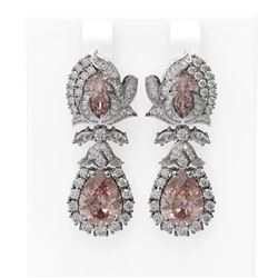 12.13 ctw Morganite & Diamond Earrings 18K White Gold