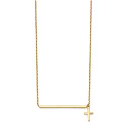14k Yellow Gold Polished Cross w/ 2in ext. Necklace - 15 in.