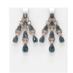 16.64 ctw Blue Topaz & Diamond Earrings 18K Rose Gold