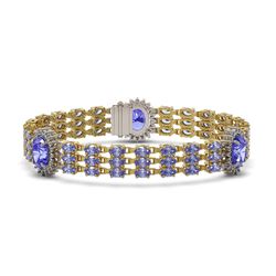 29.71 ctw Tanzanite & Diamond Bracelet 14K Yellow Gold