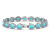 Image 2 : 13.19 ctw Turquoise & Diamond Micro Pave Halo Bracelet 10k White Gold