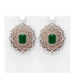 18.43 ctw Emerald & Diamond Earrings 18K Rose Gold