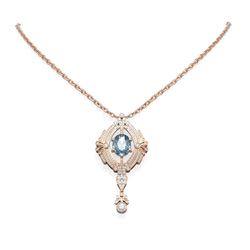 5.1 ctw Blue Topaz & Diamond Necklace 18K Rose Gold