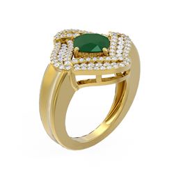 3.42 ctw Emerald & Diamond Ring 18K Yellow Gold