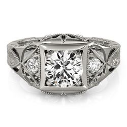 0.6 ctw Certified VS/SI Diamond Antique Ring 18k White Gold