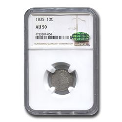 1835 Capped Bust Dime AU-50 NGC CAC