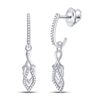 Image 1 : 10kt White Gold Round Diamond J-Hoop Dangle Screwback Earrings 1/6 Cttw