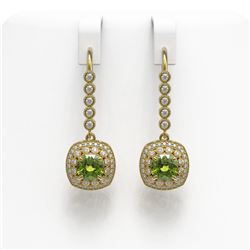 4.5 ctw Tourmaline & Diamond Victorian Earrings 14K Yellow Gold