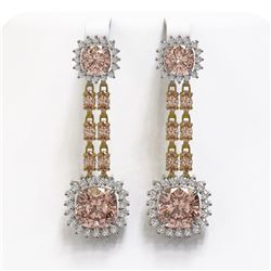 17.42 ctw Morganite & Diamond Earrings 14K Yellow Gold