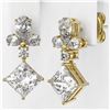 Image 3 : 2.75 ctw Princess Cut Diamond Designer Earrings 18K Yellow Gold