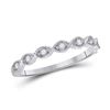 Image 1 : 14kt White Gold Round Diamond Twist Stackable Band Ring 1/10 Cttw
