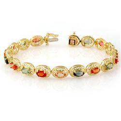 12.90 ctw Multi-color Sapphire Bracelet 10k Yellow Gold