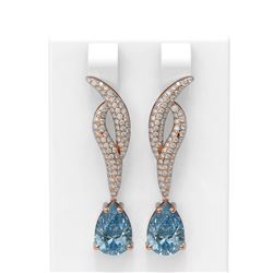 4.67 ctw Blue Topaz & Diamond Earrings 18K Rose Gold