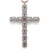 Image 1 : 2.5 ctw Emerald Cut Diamond Cross Necklace 18K Rose Gold