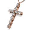 Image 3 : 2.5 ctw Emerald Cut Diamond Cross Necklace 18K Rose Gold