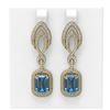 Image 1 : 12.08 ctw Blue Topaz & Diamond Earrings 18K Yellow Gold