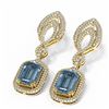 Image 3 : 12.08 ctw Blue Topaz & Diamond Earrings 18K Yellow Gold