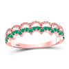 Image 1 : 10kt Rose Gold Round Emerald Scalloped Stackable Band Ring 1/4 Cttw