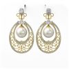 Image 2 : 6.5 ctw Mixed Cut Diamond with Pearl Earrings 18K Yellow Gold