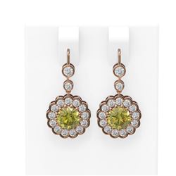 3.93 ctw Fancy Yellow Diamond Earrings 18K Rose Gold