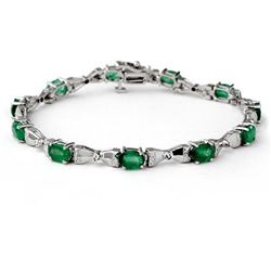 6.11 ctw Emerald & Diamond Bracelet 10k White Gold