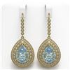 35.24 ctw Sky Topaz & Diamond Victorian Earrings 14K Yellow Gold