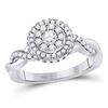 10kt White Gold Round Diamond Cluster Bridal Wedding Engagement Ring 3/4 Cttw