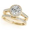 0.86 ctw Certified VS/SI Diamond 2pc Wedding Set Halo 14k Yellow Gold