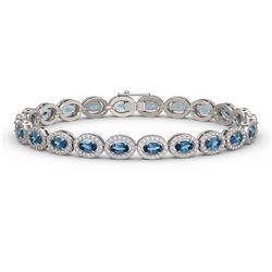 10.76 ctw London Topaz & Diamond Micro Pave Halo Bracelet 10k White Gold