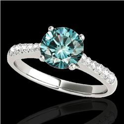 1.25 ctw SI Certified Fancy Blue Diamond Solitaire Ring 10k White Gold