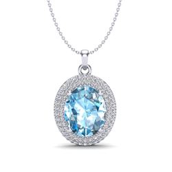 5 ctw Sky Blue Topaz & Micro Pave Diamond Necklace 18k White Gold