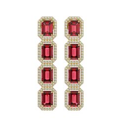 12.41 ctw Tourmaline & Diamond Micro Pave Halo Earrings 10k Yellow Gold