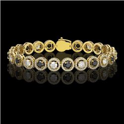 8.83 ctw Black & Diamond Micro Pave Bracelet 18K Yellow Gold