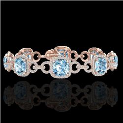 30 ctw TOPAZ & Micro VS/SI Diamond Certified Bracelet 14k Rose Gold