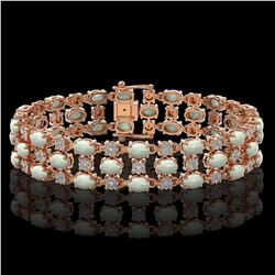 14.15 ctw Opal & Diamond Bracelet 10K Rose Gold