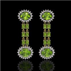 9.21 ctw Peridot & Diamond Earrings 14K Yellow Gold