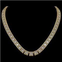 36.30 ctw Princess Cut Diamond Micro Pave Necklace 18K Yellow Gold