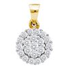 Image 1 : 14kt Yellow Gold Round Diamond Flower Cluster Pendant 7/8 Cttw