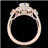 Image 1 : 2.05 ctw VS/SI Diamond Solitaire Art Deco 3 Stone Ring 18k Rose Gold